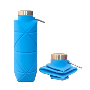 China Food Level Silicone Rhombus Collapsible Water Bottles