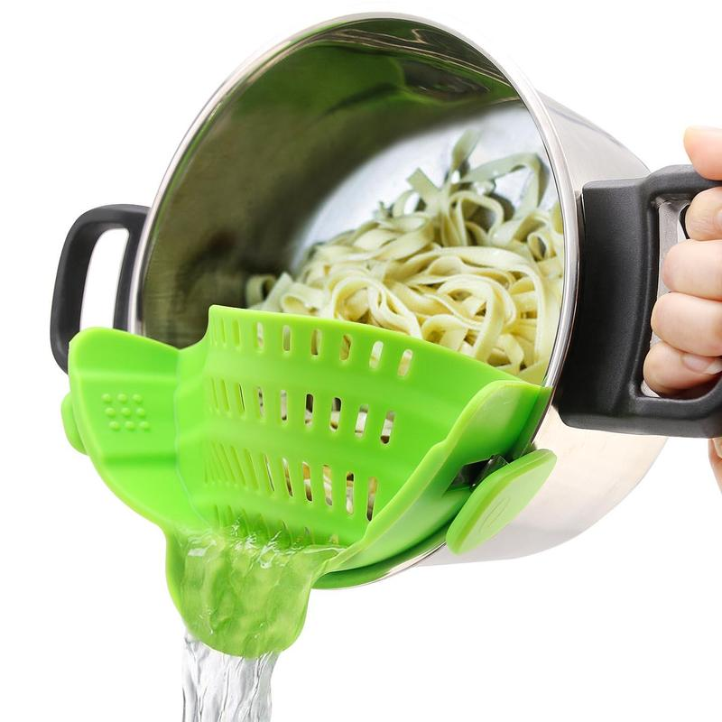 Custom Heat Resistant Silicone Clip-On Colander Drainer for Vegetables and Pasta Noodles Manufacturers1