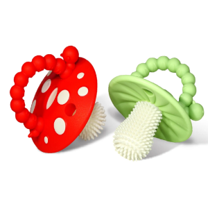 OEM BPA Free Hand Held Chompy Mushroom Silicone Teether for Infants Usage Suppliers1