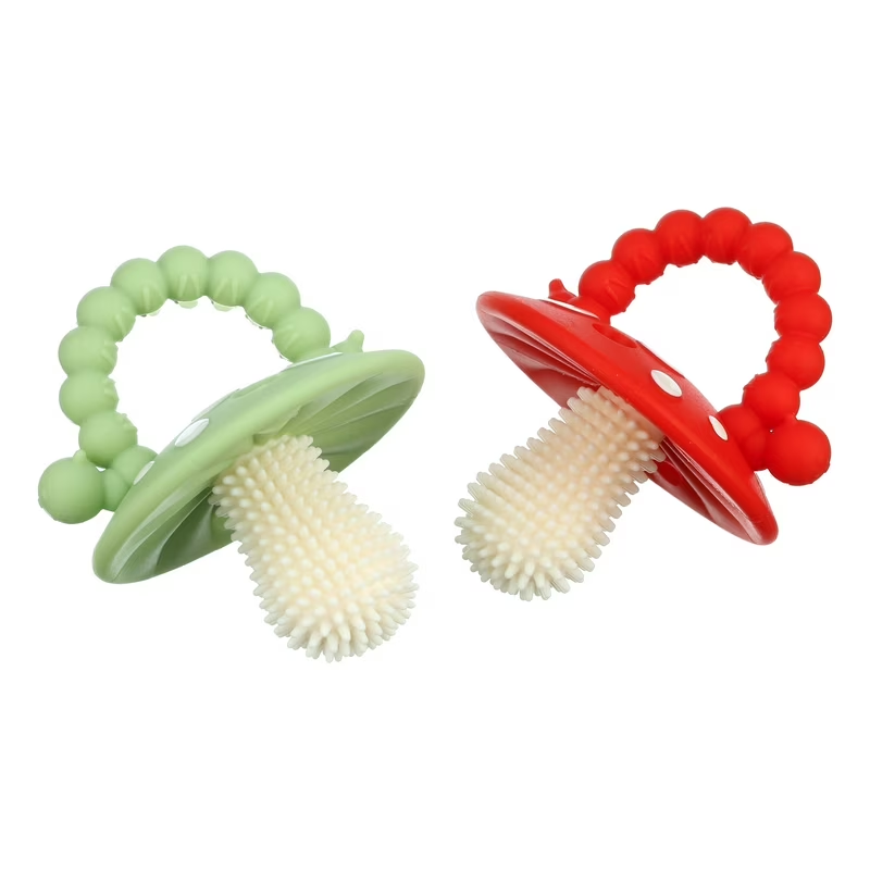 How Does the Production and Custom Process of the Chompy Mushroom Silicone Teether Ensure Quality and Safety2