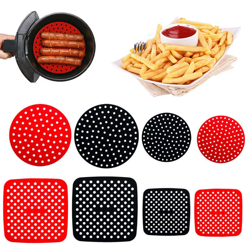 White Label Reusable Silicone Air Fryer Liner Basket Mats with Heat Resistant Performance Suppliers1